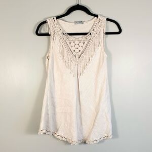 Elena Baldi linen sleeveless blouse with lace detailing size woman’s small